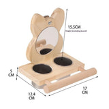 Bird Perch Platform Toy with Mirror, Standing Rack & Bowl - Wooden Play & Exercise Gym Stand, Cage Accessory for Cockatoos, Lovebirds, Budgies, Parrotlets & Canaries