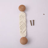 2 Pack Bohemian Style Rope Knobs Door Handle Rope Knot Cabinet Drawer Cupboard Furniture Door Wooden Pulls Handles Drawer Pulls for Kitchen Cabinet Cupboard