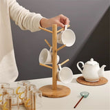 Mug Holder Tree, Coffee Cup Holder with 6 Hooks, Hanger Coffee Bar Organizer Display Stand for Kitchen Counter Dinnerware Storage(Nature)