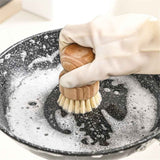 2 pack Cast Iron Scrub Brush, Palm Brush Kitchen Dish Scrubber with Natural Bamboo Wood Handle and Densely Packed Bristles Protects Nonstick Cast Iron Seasoning During Dishwashing In Australia - Darrahopens