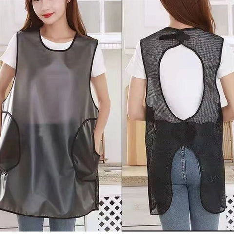Waterproof Plus Size Aprons for Women Men with Pockets Adjustable for Cooking Dish Washing ,Waterproof Apron for Cooking Cleaning Work（gray） In Australia - Darrahopens