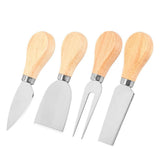 4-Piece Stainless Steel Cheese Knife Set with Wood Handles for Charcuterie Board, Includes 3 Knives & 1 Fork, Hosting Essentials