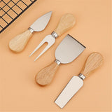 4-Piece Stainless Steel Cheese Knife Set with Wood Handles for Charcuterie Board, Includes 3 Knives & 1 Fork, Hosting Essentials