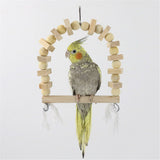 2 pack Wooden Bird Swing for Cockatiels Parrot Perch Hanging Toys Parakeets Birdcage Stands Cage Playground Play Gyms Accessories Bead Bell Climbing Toy for Lovebirds In Australia - Darrahopens