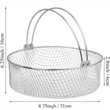 Air Fryer Basket, Air Fryer Replacement Accessory Mesh Basket with Handle, Round Stainles Steel Steamer Basket for Air Fryer, Instant Pot, Oven, Steamer Basket, Household Frying Food Basket