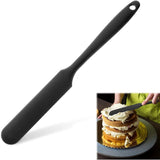 2 pack Skinny Silicone Jar Spatula: Heat-Resistant Food-Grade 9.6in Long Narrow Sourdough Stirring Stick, Seamless Flexible Peanut Butter Spreader for Scraping Icing Bread Cream, Jam (Black)