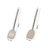 Pack of 2 Silicone Solid Turner, Non Stick Slotted Kitchen Spatulas, High Heat Resistant BPA Free Cooking Utensils, Ideal Cookware for Fish, Eggs, Pancakes(Stainless Steel Khaki)