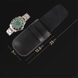 PU Leather Watch Pouches Portable Single Watch Travel Case Travel Bag For Travelling Business Trip (Black,only bag)