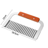 Set of 2 Crinkle Chopper, Wavy Potato Soap Cutting Tool French Fry Slicer Stainless Steel Blade Wooden Handle Serrator Chopping Knife