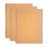 B5 Spiral Notebook/Spiral Journal Unruled, Thick Blank Paper & Hard Kraft Cover, 60 Sheets (120 Pages), 3-Pack, 9.8" x 6.65"
