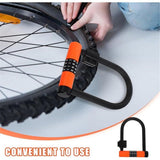 Combo Bike U-Lock Standard, Anti-Theft Security Bicycle Lock, Shackle, 4-Digit Resettable Combination U Lock for Scooter Road Mountain Bikes