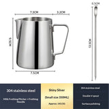 Milk Frothing Pitcher, Thicker Version 350ml 12oz Steaming Pitchers Stainless Steel Milk Coffee Cappuccino Latte Art Barista Steam Pitchers Milk Jug Cup with Decorating Pen
