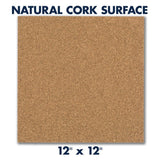 Quartet Cork Tiles, Bulletin Board Cork Panels 12" x 12", Self-Adhesive Corkboards for Wall Pin Board , 8 Pack