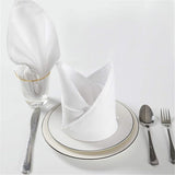 24 Pack, White Cloth Napkins 17x17 Inches, Polyester Hemmed Edges, Washable and Reusable Ideal for Parties, Weddings and Dinners