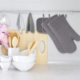 Oven Mitts and Pot Holders Sets 6pcs, Kitchen Oven Glove,High Heat Resistant 550 Degree Extra Long Oven Mitts and Potholders with Non-Slip Silicone Surface for Home Essentials (Grey) In Australia - Darrahopens