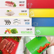 Cutting Board Mats Flexible Plastic Colored Mats with Food Icons,Non-Porous, Anti-skid back and Dishwasher Safe, Set of 6 Rainbow - 6 Pieces