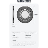 Magnetic Ring Holder Dual-Side Magnetics, Removable Gym Phone Grip with Kickstand for iPhone 17/16/15/14/13/12/ Series All Phones Compatible with Magnetic Car Mount