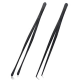 2 Pcs 12-inch Cooking Tweezers Tongs Precision Serrated Tips, Stainless Steel Professional Chef Tweezer Kitchen Tools for BBQ, Plating and Serving (Black) In Australia - Darrahopens