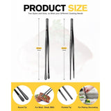 2 Pcs 12-inch Cooking Tweezers Tongs Precision Serrated Tips, Stainless Steel Professional Chef Tweezer Kitchen Tools for BBQ, Plating and Serving (Black) In Australia - Darrahopens