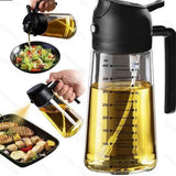 16oz/470ml Glass Olive Oil Sprayer for Cooking – 2 in 1 Olive Oil Dispenser Bottle for Kitchen Gadgets and Air Fryer Accessories, Salad, BBQ - Black & Green, Only Olive Oil Sprayer In Australia - Darrahopens