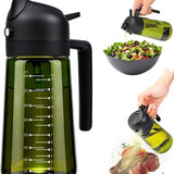 16oz/470ml Glass Olive Oil Sprayer for Cooking – 2 in 1 Olive Oil Dispenser Bottle for Kitchen Gadgets and Air Fryer Accessories, Salad, BBQ - Black & Green, Only Olive Oil Sprayer In Australia - Darrahopens
