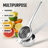 Lemon Squeezer Stainless Steel with Premium Quality Heavy Duty Solid Metal Squeezer Bowl - Large Manual Citrus Press Juicer and Lime Squeezer Stainless Steel