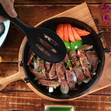 Heat Resistant Silicone Spoons: 10.8in Solid & Slotted Kitchen Cooking Spoon, Nonstick Long Rubber Utensil, Sturdy for Mixing, Serving, Stirring, Frying, Draining (Black, 2PCS) In Australia - Darrahopens