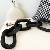 5-Ring Wooden Woven Chain Link, Handmade Bohemian Farm Home Decoration - Coffee Table Decor(Black)