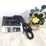 5-Ring Wooden Woven Chain Link, Handmade Bohemian Farm Home Decoration - Coffee Table Decor(Black)