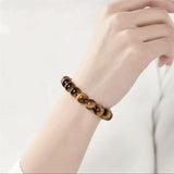 Mens Tiger Eye Stone Beaded Bracelet, Large 14mm Natural Gemstone Beads Bracelet,Stretchable Chunky and Manly looking