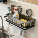 Sink Organizer Rack for Kitchen, Drainage Storage Rack - Drainage Suction Cup Bathroom Shelf, for Dishcloth Sponge Drain Plug Shampoo Soap Shower Gel Sink