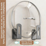 Kitchen Pot Lid Storage Rac, Multifunctional Pan Lid Holder Organizer Pot Lid Rack for Cabinet and Countertop Space-Saving Countertop Organizer Set includes 2 mounting