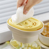 Dish Liquid Dispenser - Dish Soap Dispenser with Sponge Holder,Quick Draining Tray Dishwashing Solution for Dorm Home Apartment RV Sponge Scrubber Dishcloth（2 of them）