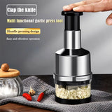 Stainless Steel Garlic Press Easy Clean Disassemble Push-Type Garlic Press Cut Garlic Carrots Meat Multifunctional Tool 2PCS