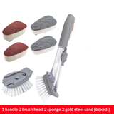 Soap Dispensing Dish Brush with Holder, Kitchen Pot Pan Scrub Brush Set with Replaceable Brush Head, Sink Cleaning Brush with Storage Tray (2-piece Brush Head Set) In Australia - Darrahopens