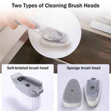 Soap Dispensing Dish Brush with Holder, Kitchen Pot Pan Scrub Brush Set with Replaceable Brush Head, Sink Cleaning Brush with Storage Tray (2-piece Brush Head Set) In Australia - Darrahopens