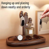 Entryway Key Holder, Wooden Key Dish with Hooks Rustic Style Jewelry Dish Table Top Organizer for Keys Jewelry Glasses Watches Vanity Storage