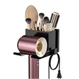 Hair Dryer Holder Wall Mounted, Metal Hair Dryer Holder for Bathroom, Blow Dryer Holder with Plug Cord Organizer, Self Adhesive or Screw Hair Tool Organizer for Bathroom, Makeup Room, Cabinet, Black