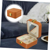 Small Leather Travel Jewelry Organizer Case with Mirror Lining Scratch-resistant Compact Jewelry Storage for Necklaces Rings Earrings Portable Vanity Box for Women In Australia - Darrahopens