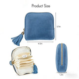Jewelry Case Small with Tassel Zipper, Soft Velvet Travel Jewelry Organizer Pouch for Necklaces, Rings and Earrings, Portable Multi Layer Jewelry Bags, Anti Tangle Storage（2pcs)