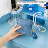 Jewelry Case Small with Tassel Zipper, Soft Velvet Travel Jewelry Organizer Pouch for Necklaces, Rings and Earrings, Portable Multi Layer Jewelry Bags, Anti Tangle Storage（2pcs)