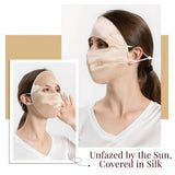Mulberry Silk Sun Protection Face Mask with Forehead Coverage - UPF 50+ Lightweight Facial Shield for Outdoor Protection
