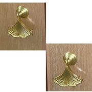 Knobs Kitchen cabinets Knobs Kitchen Cabinets,Simple Leaf Cabinet Handle Pull(4pcs), Wardrobe Single Hole Brass Grab Handles, Wardrobe Bathroom Cabinet Knobs (Color : Gold*4, Size : 5.3 * 2)
