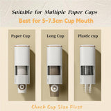 Cup Dispenser, Holds 40 Cups, for 5-7.3cm Mouth Diameter Cups Only, Wall Mount Paper Cup Holder with Dust Cover for Bathroom, Kitchen, Office (White)