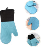 Silicone Oven Heat Insulation Gloves Suitable for Cooking Baking and Grilling Easy to Clean(Blue 2PC)