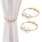 Curtain Tiebacks, Pearl Bracelet Decorative Curtain Tie Backs Wrist can be Worn 2Pcs Window Curtain Tieback for Home Office Decor Drapery Curtain holdbacks with Ties (Gold) In Australia - Darrahopens