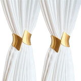 2 Pack Decorative Gold Metal Curtain Tie Backs Window Drapery Wire Drawing Spring Clip Holdbacks for Home Office