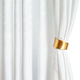 2 Pack Decorative Gold Metal Curtain Tie Backs Window Drapery Wire Drawing Spring Clip Holdbacks for Home Office