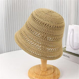 Womens Summer Crochet Slouchy UV Protection Sun Hat Handmade Knitted Floral Boho Fishing Hat Foldable Travel Beach Hat