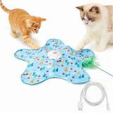 Rechargeable Automatic Cat Toy, 3-Mode Touch-Activated Interactive Toy with Random Motion, Concealed Feather & Squeaky Sound for Indoor Cats & Kittens (Blue) In Australia - Darrahopens